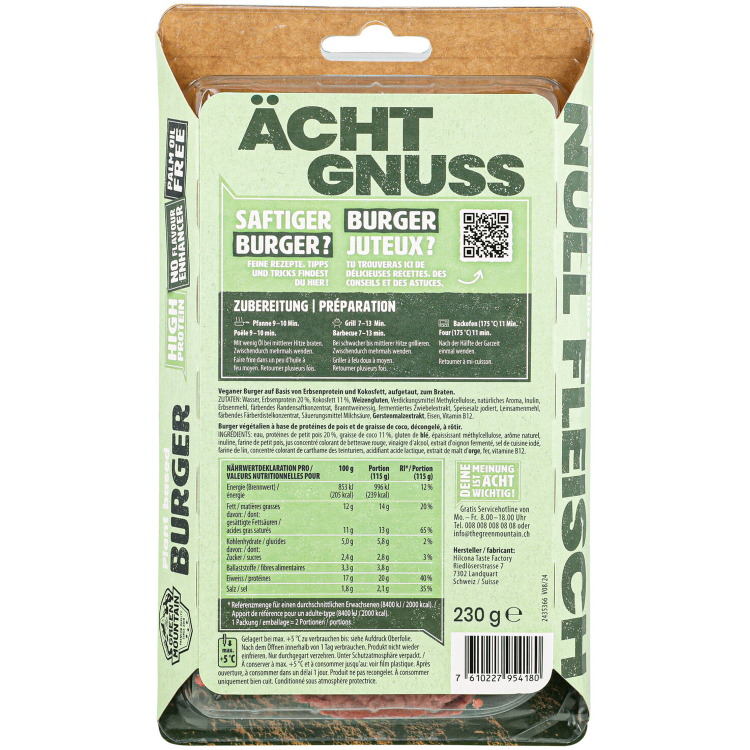 The Green Mountain plant-based Burger -