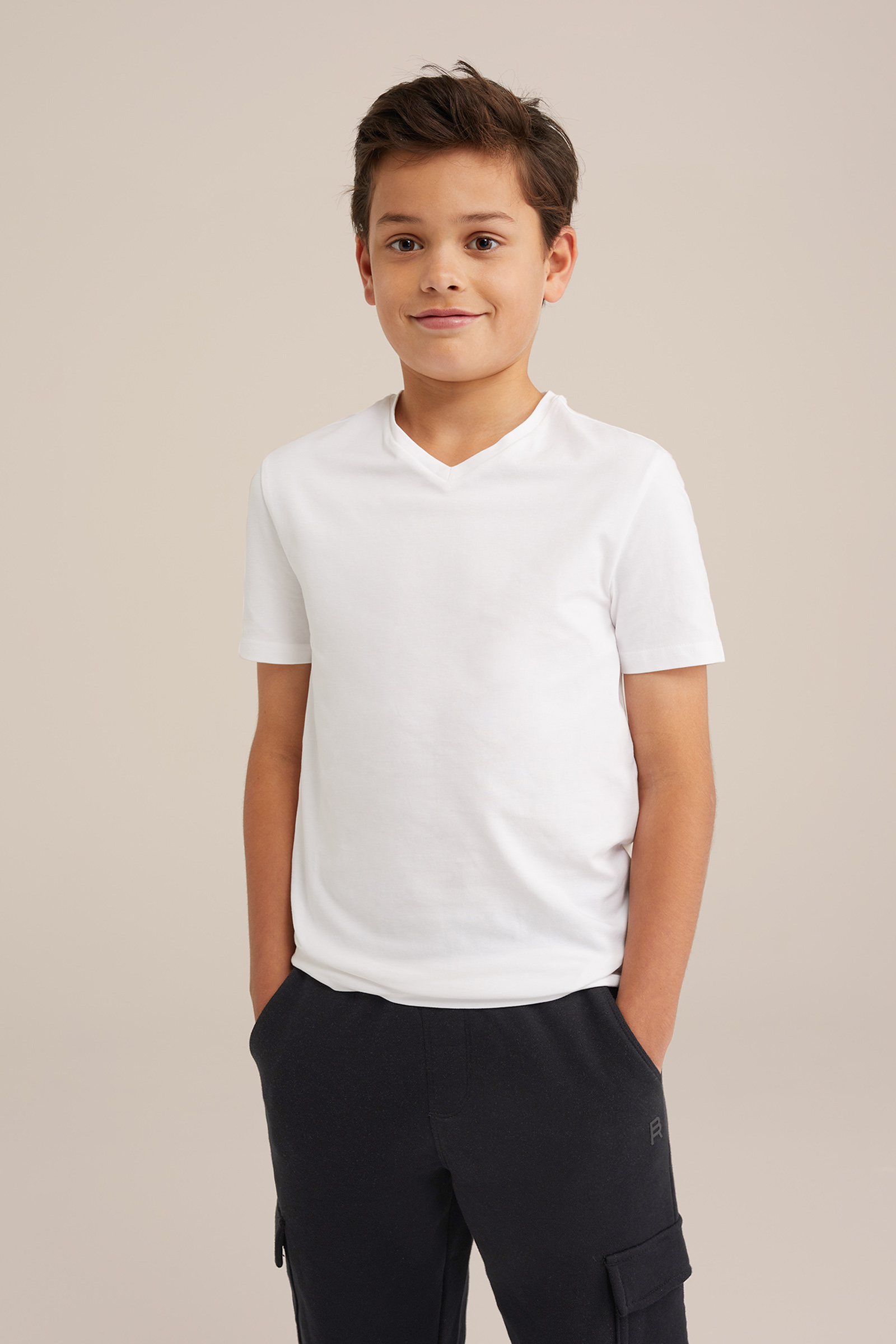 Jongens T-shirt, 5-pack WE Fashion Wit