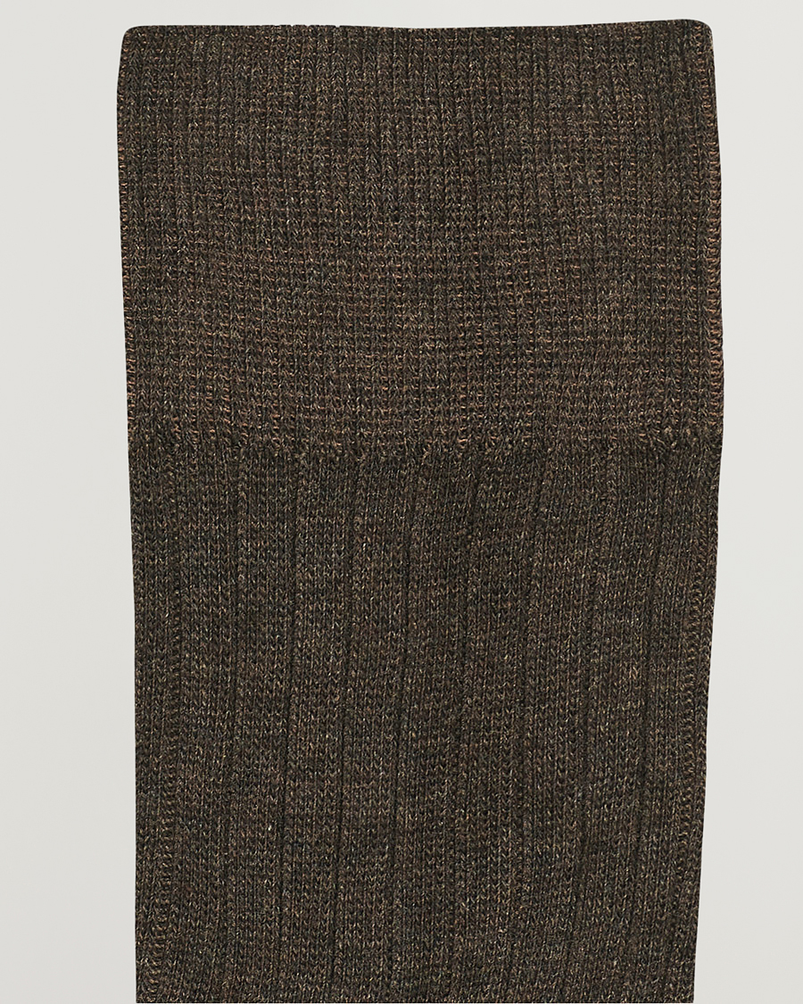 Amanda Christensen 3-Pack True Cotton Ribbed Socks Brown Melange