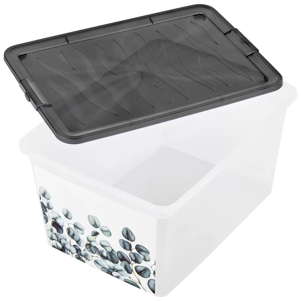 Aufbewahrungsbox mit Deckel Eukalyptus anthrazit,transparent