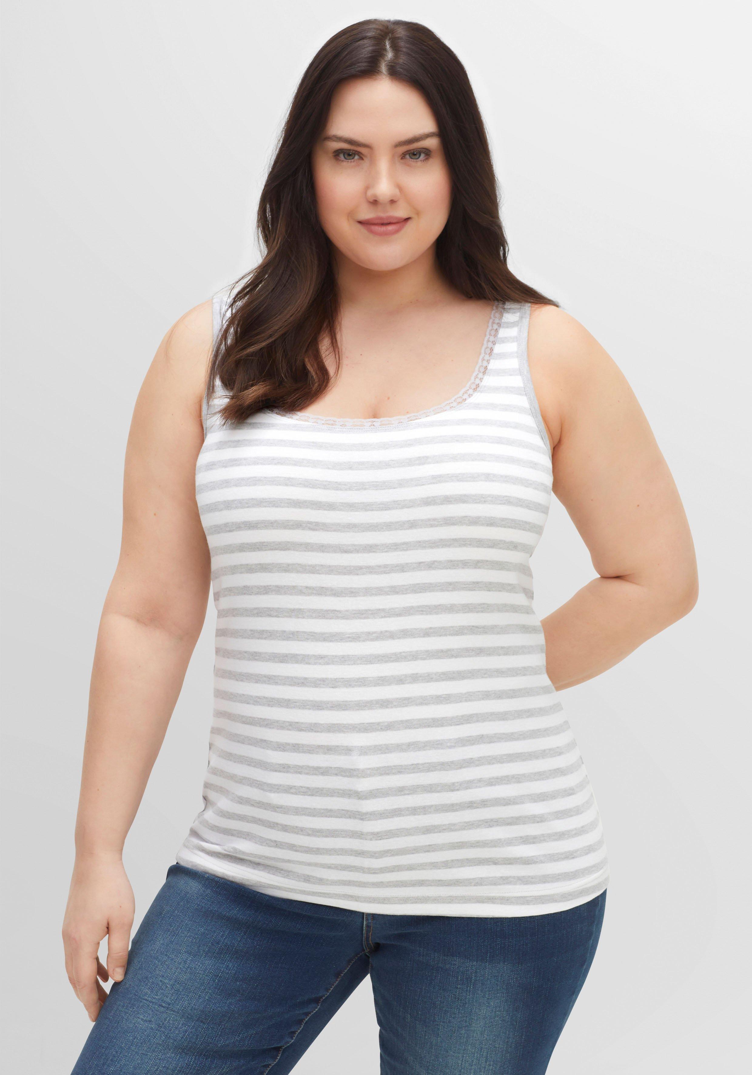Doppelpack Tanktops mit Spitze am Ausschnitt