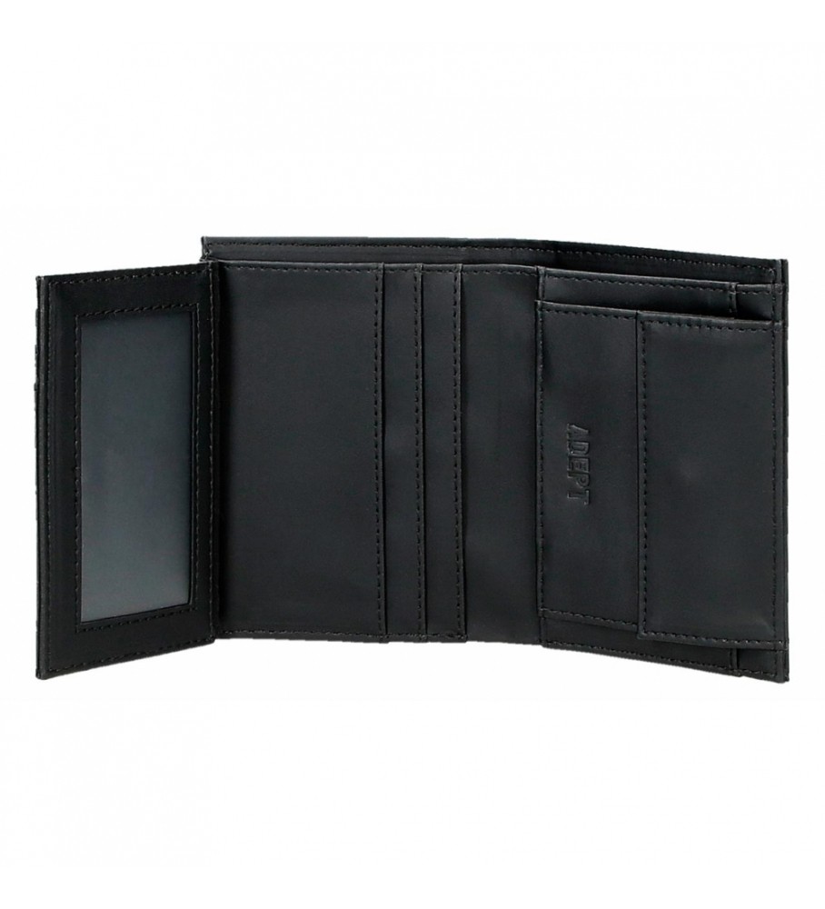 Carteira vertical Joumma Bags Adept Mark com porta-moedas, preta