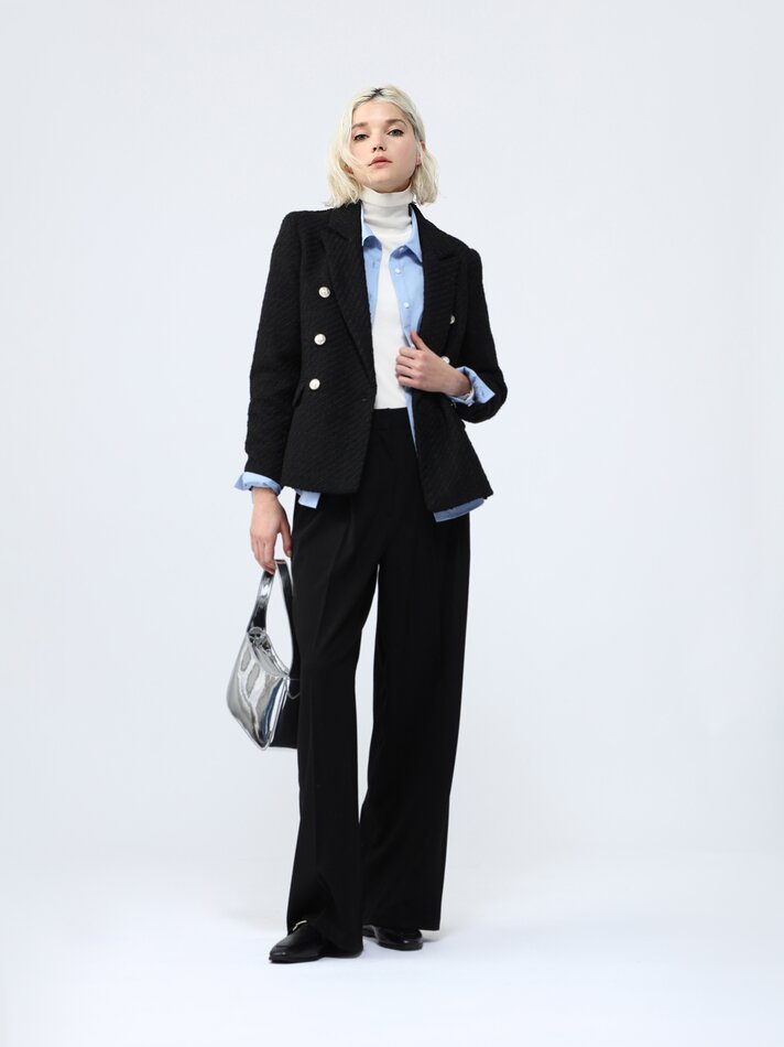 Blazer de abotoamento duplo - Preto