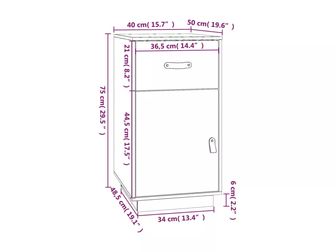 Armoire de bureau Marron miel 40x50x75 cm Bois massif de pin