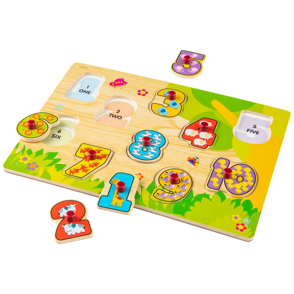 Bunte Zahlenpuzzles aus Holz