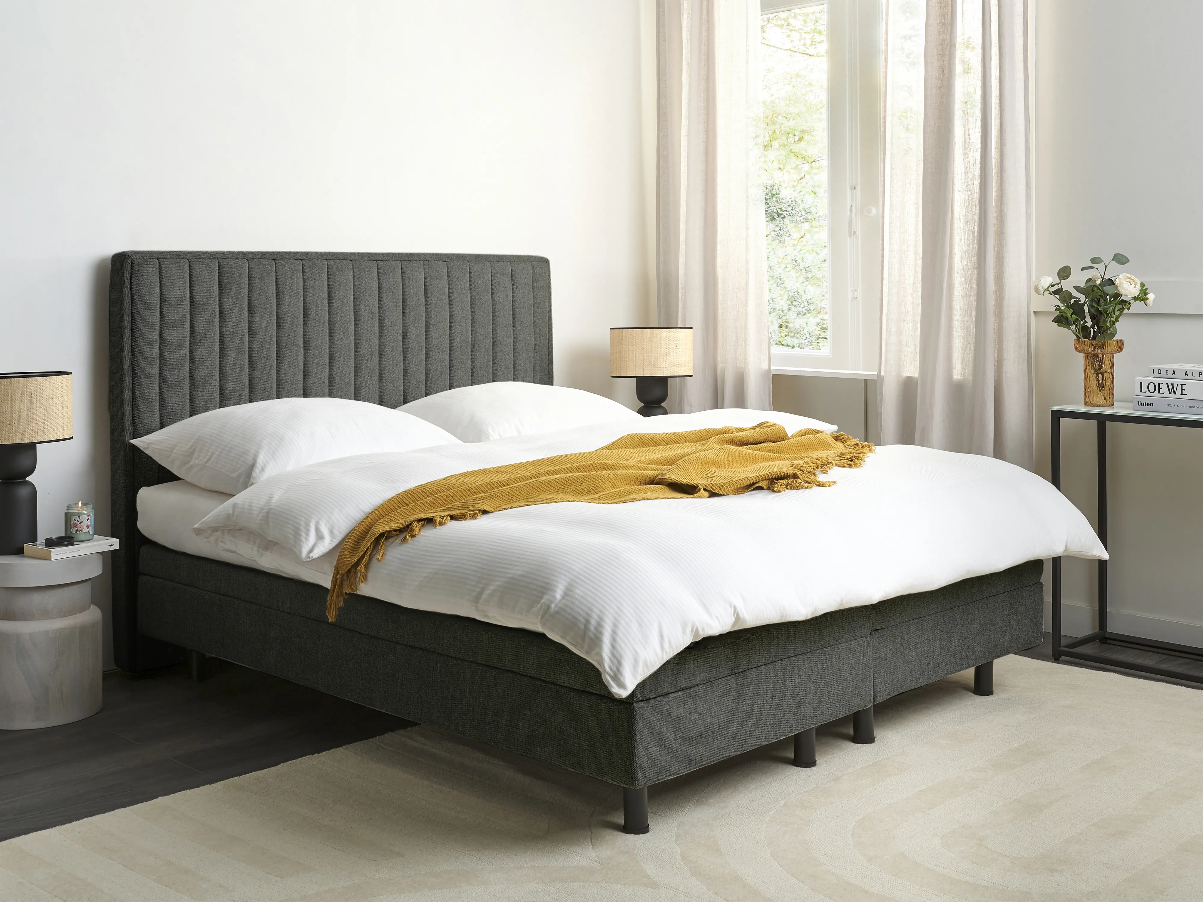 Verstelbaar bed Stof CASTELLAN 180 x 200 cm Donkergrijs