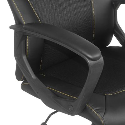 Fauteuil de bureau BOGOTA - accoudoirs fixes - noir avec surpiqûres jaunes