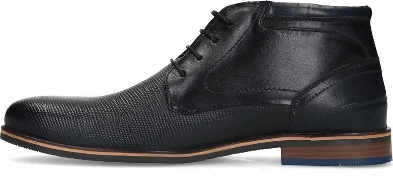 Manfield Leren Veterschoenen Zwart