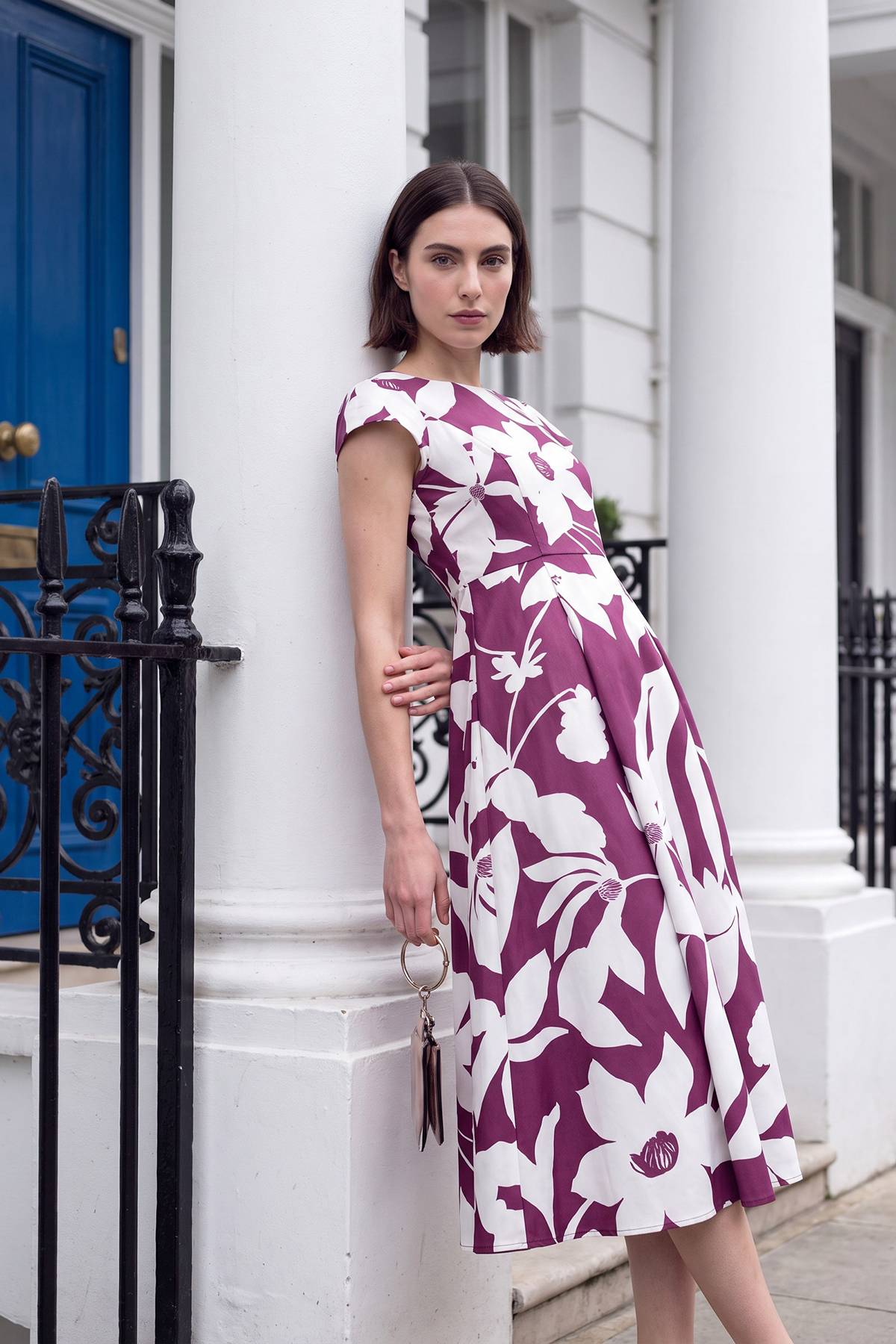 Wallis Robe Midi Évasée À Motif Floral En Ottoman