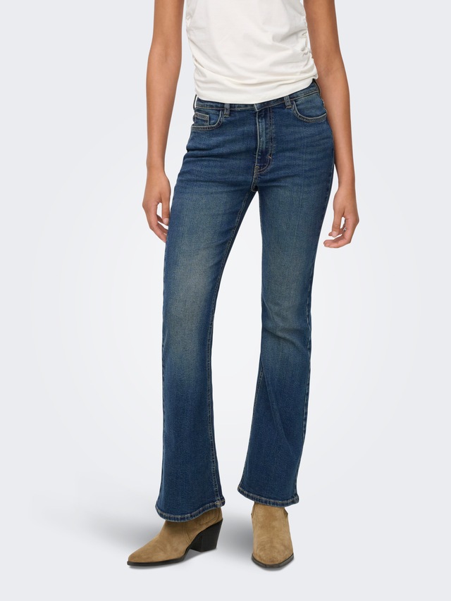 JDY 5-Pocket-Jeans »JDYKATHY HW FLARED JEANS DNM NOOS«, mit ausgestelltem Bein im Flared Look