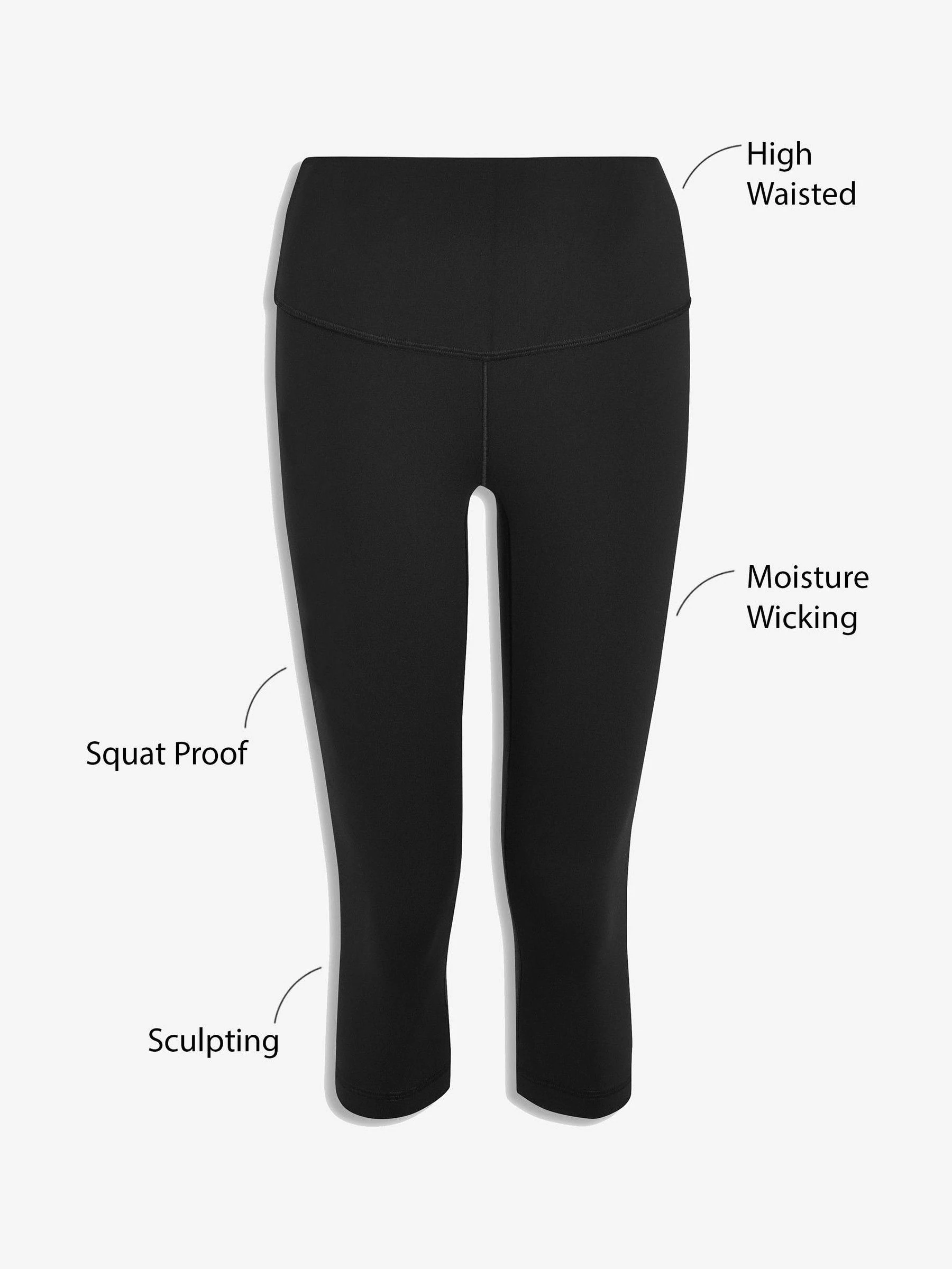 Zwart - Vormgevende caprilegging met buikcorrectie en hoge taille