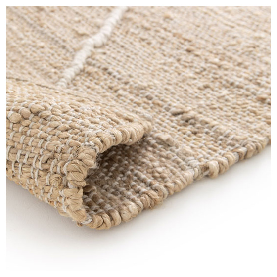 Tapis à motif losanges en jute et coton - rafi - fibre naturelle - 120 x 160 cm