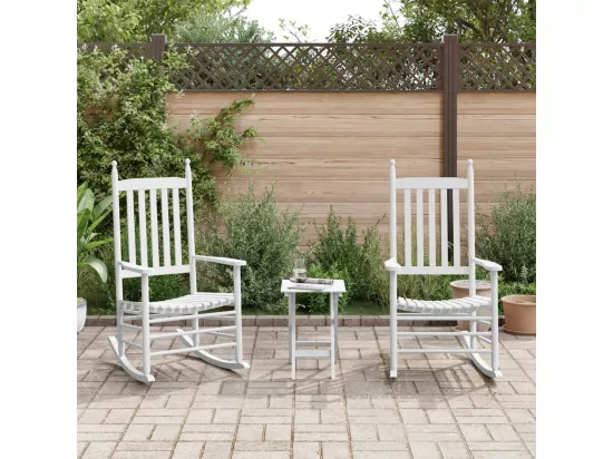 Chaises à bascule lot de 2 table pliable blanc massif peuplier