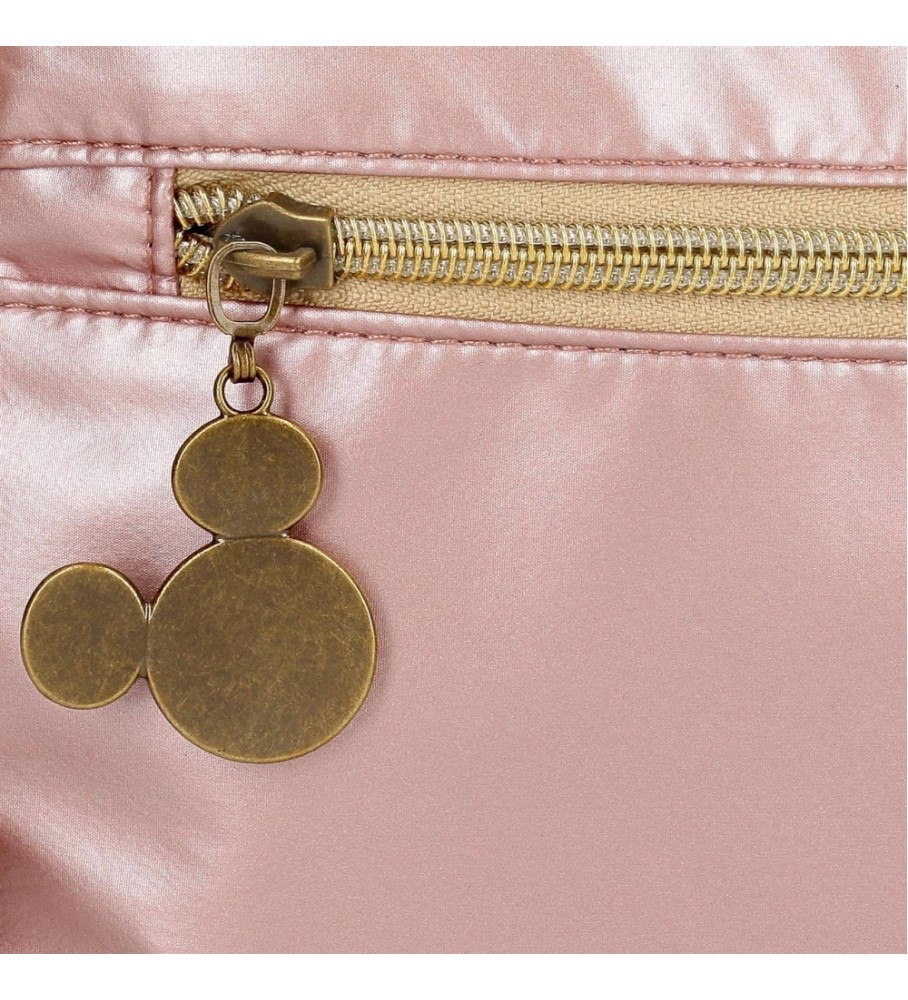 Bolsa de ombro Joumma Bags Mickey Outline com dois compartimentos, rosa.