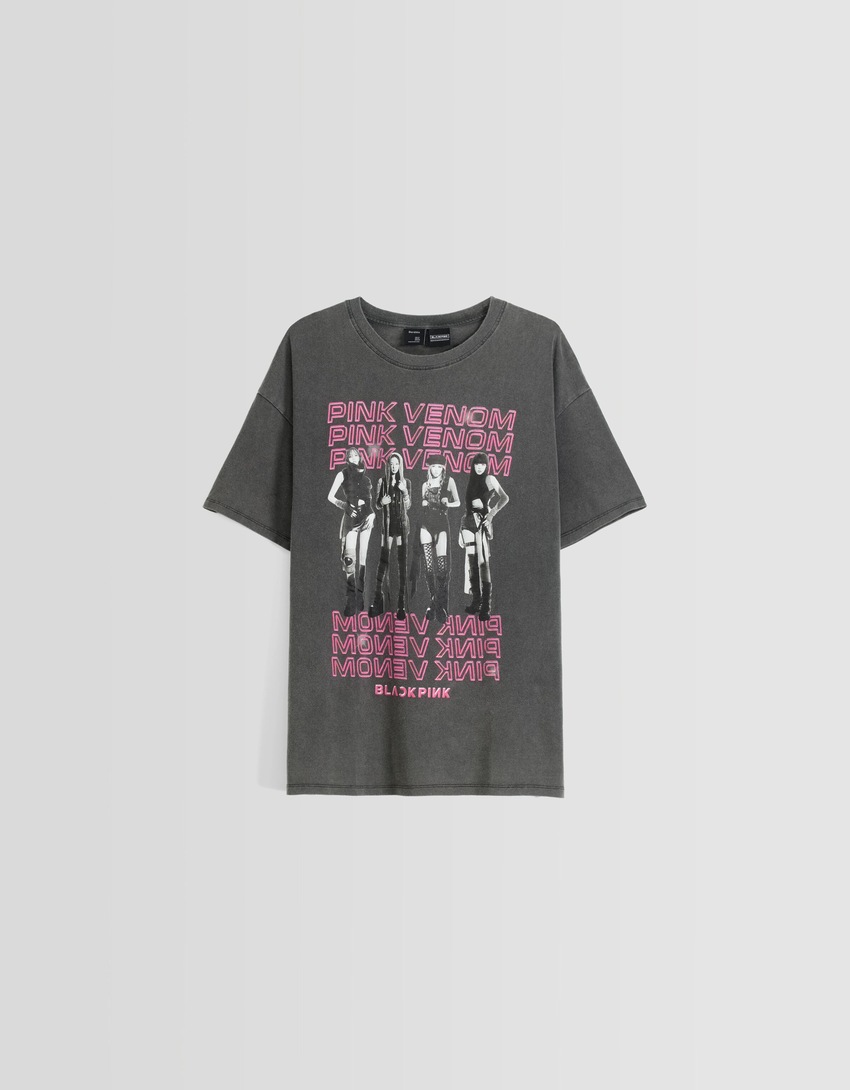 Camiseta de manga curta oversized com estampa Blackpink