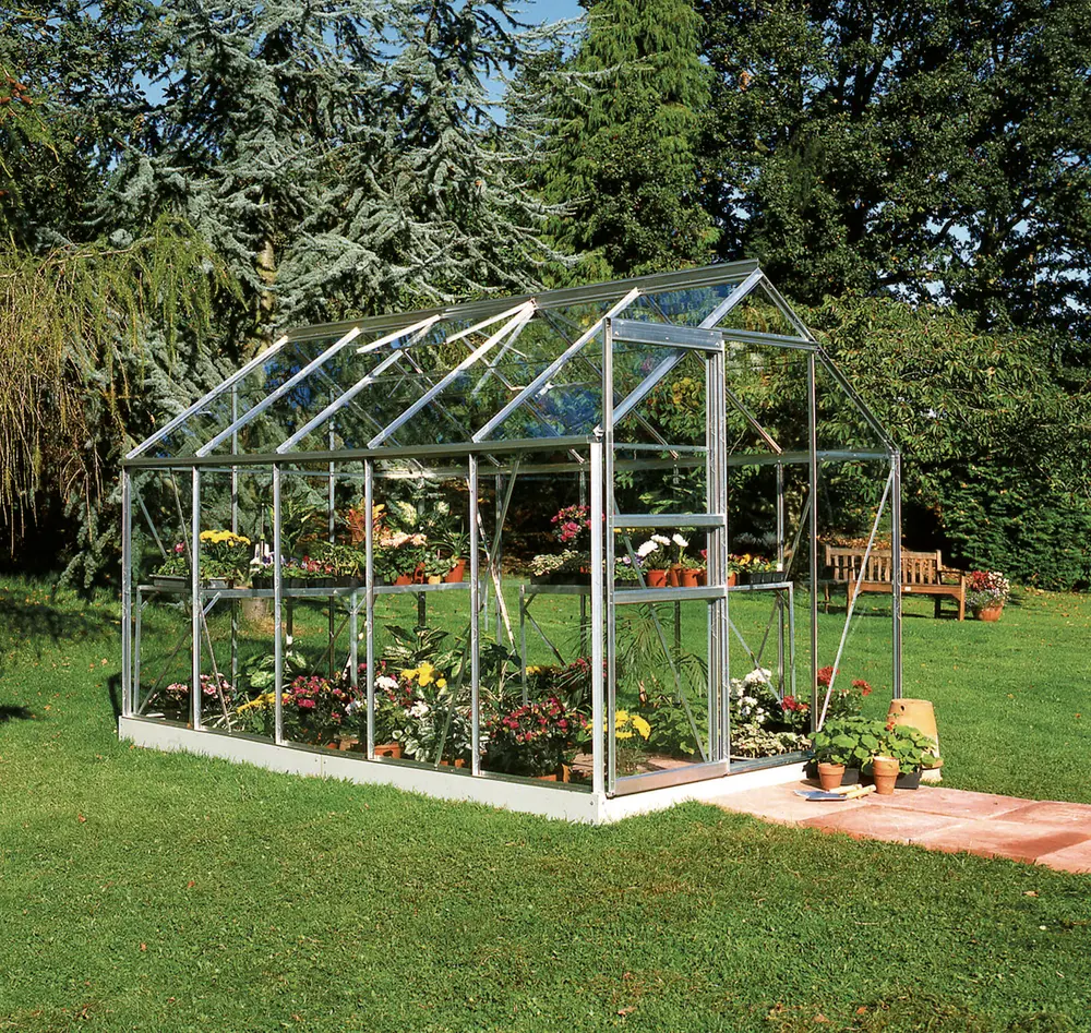 Halls Drivhus Popular 106 med glas og fundament - alu