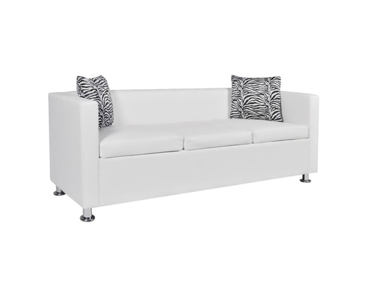 VIDAXL - Jeu de canapé à 2 places et à 3 places cuir synthétique blan...
