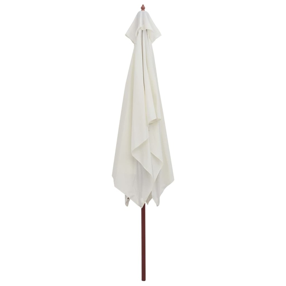 Parasol avec poteau en bois 200 x 300 cm blanc crème