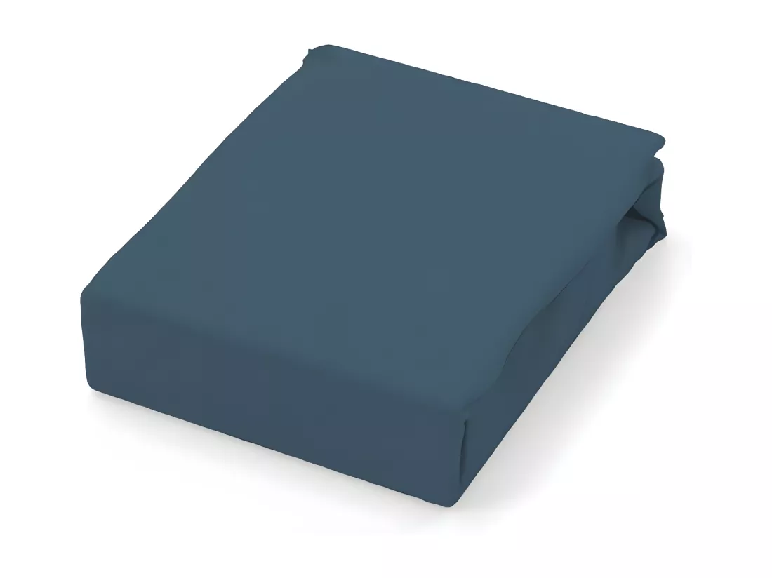 Drap plat en coton 57 fils 180x290 cm UNI bleu canard, par Soleil d'ocre