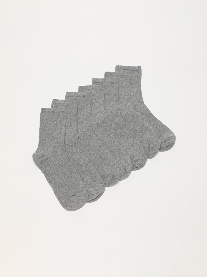 Pacote com 7 pares de meias compridas básicas - Cinza