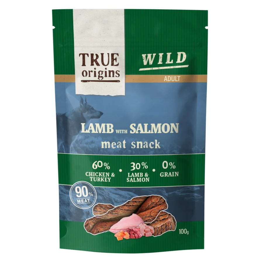 Cordeiro Selvagem Adulto True Origins com Tiras de Salmão para Cães