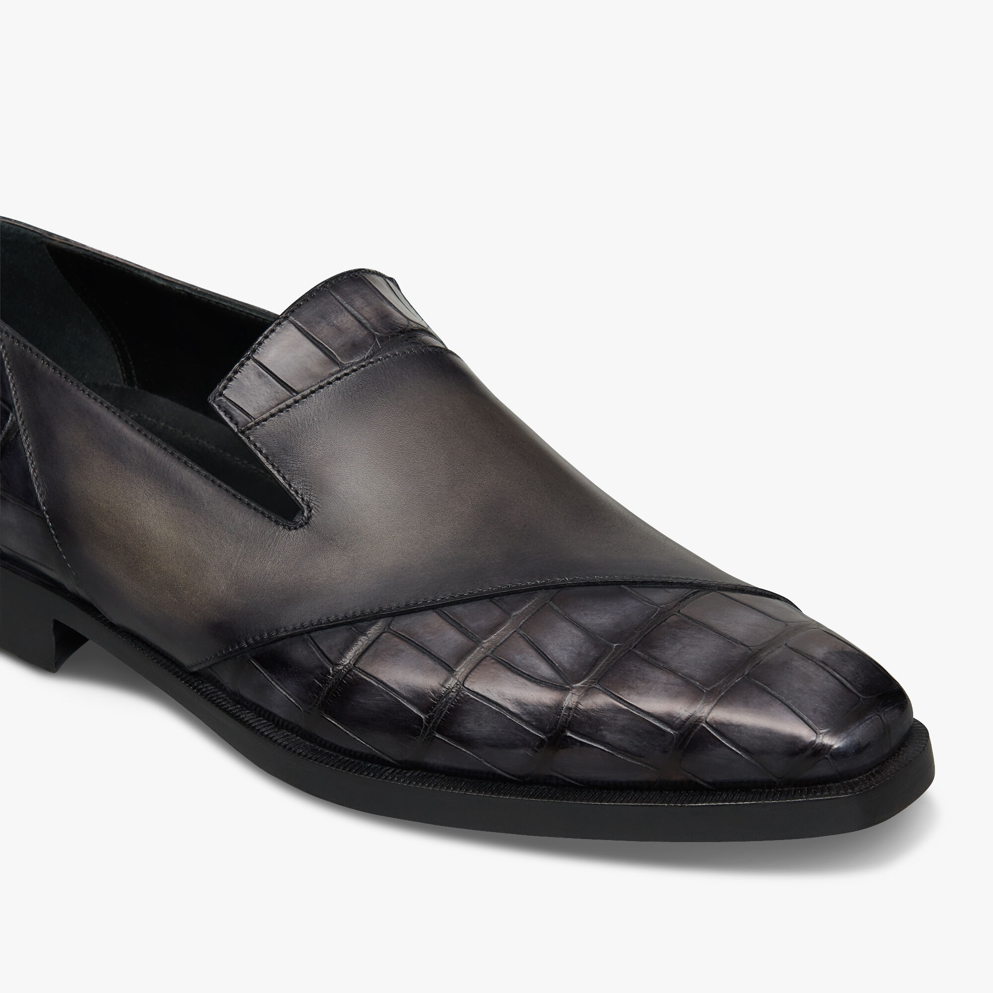 Mocassin Patchwork Demesure En Cuir et Cuir d'Alligator