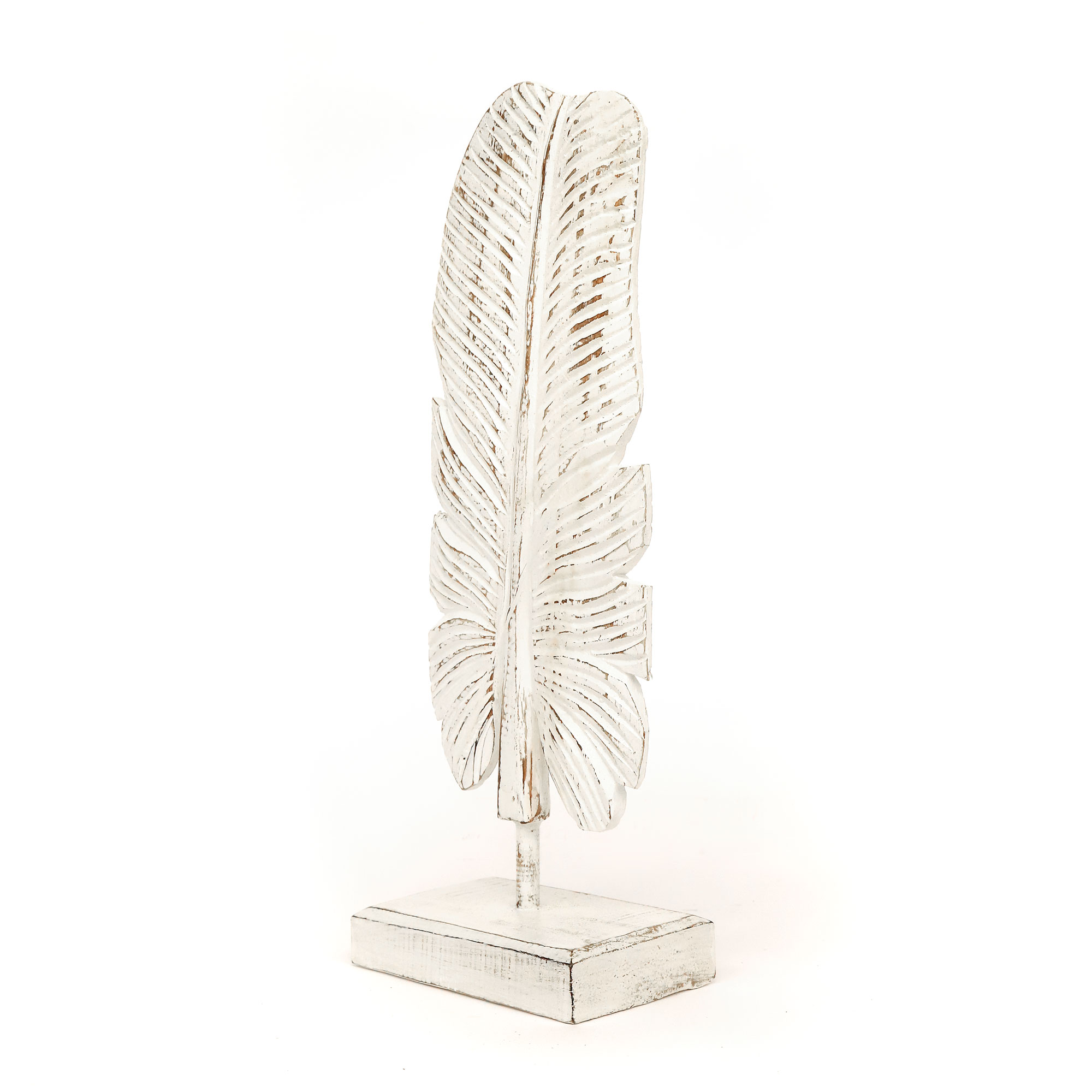 3er-Set Holzskulptur 'Bananenblatt', whitewash von fischer's lagerhaus