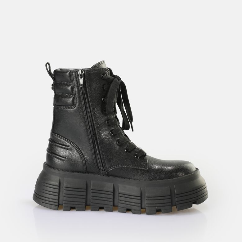 Ava Laceup MID Bottes vegan, noir