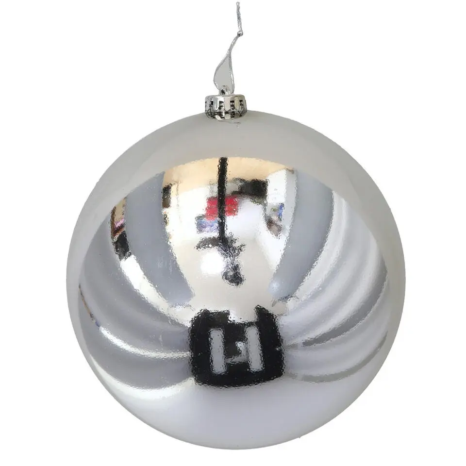 Gerimport Grote decoratie kerstbal - zilver - 15 cm - kunststof