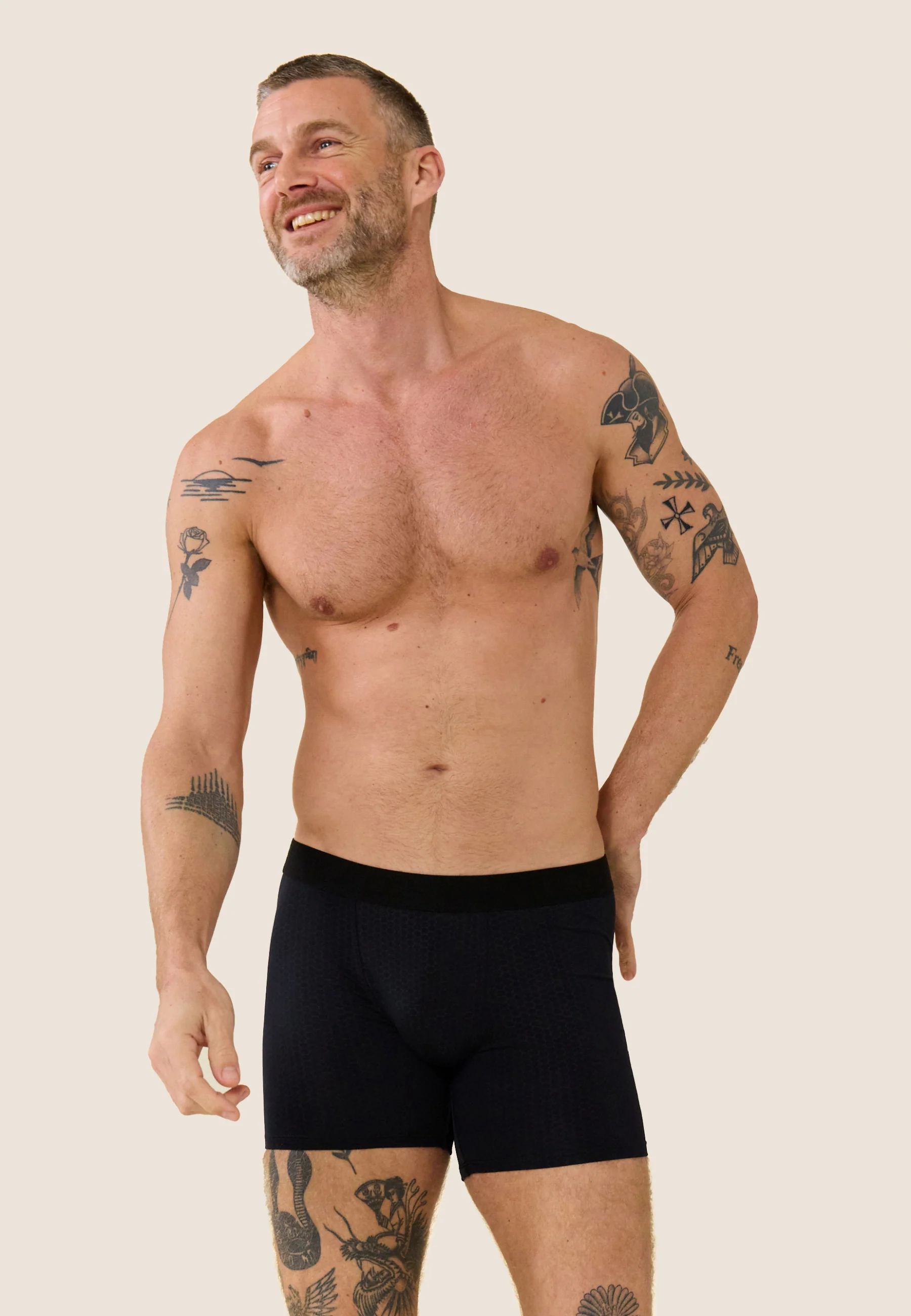 Boxer en polyamide-John Training Boxer Long Noir