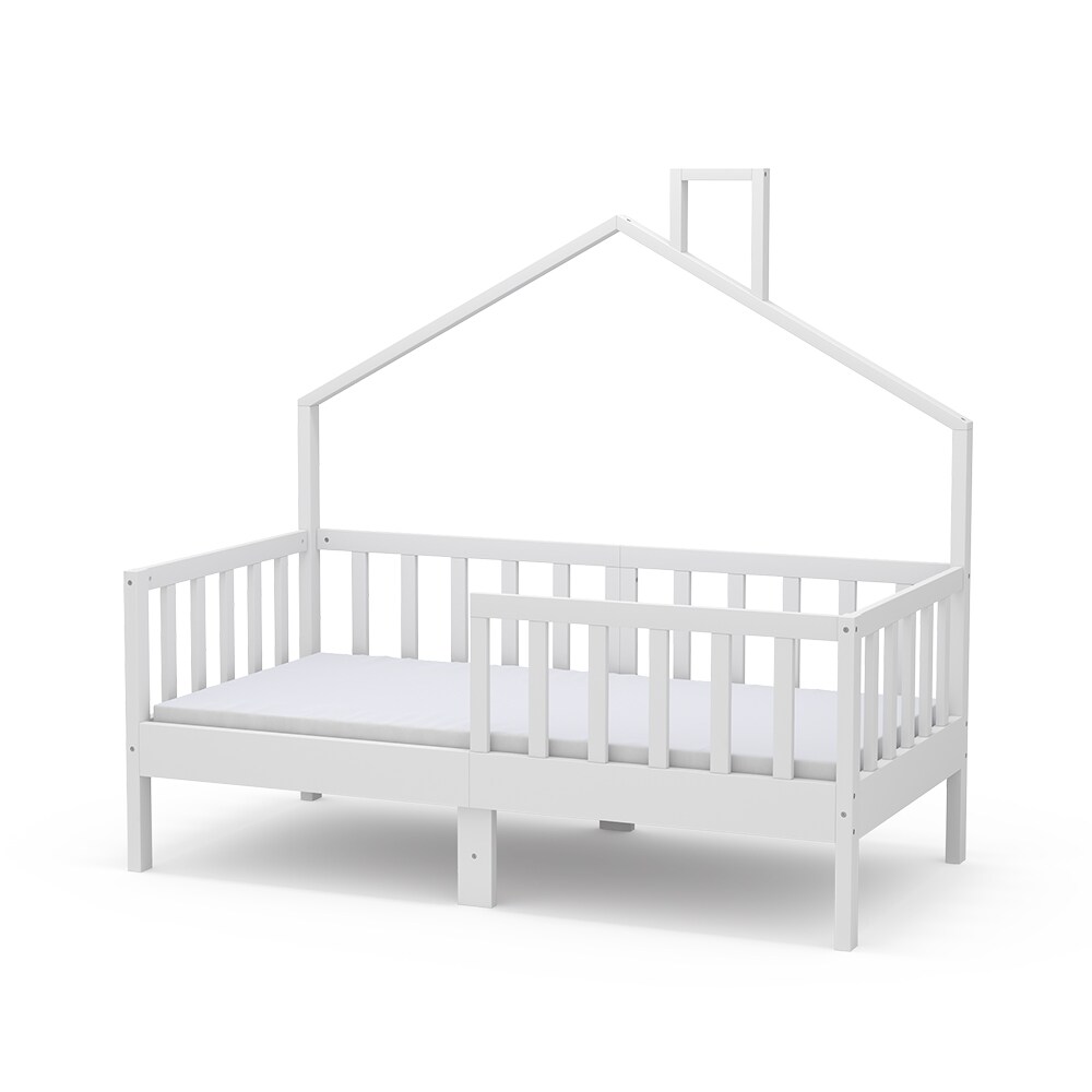 Vicco Hausbett Kinderbett Justus Weiß 70 x 140 cm mit Matratze modern