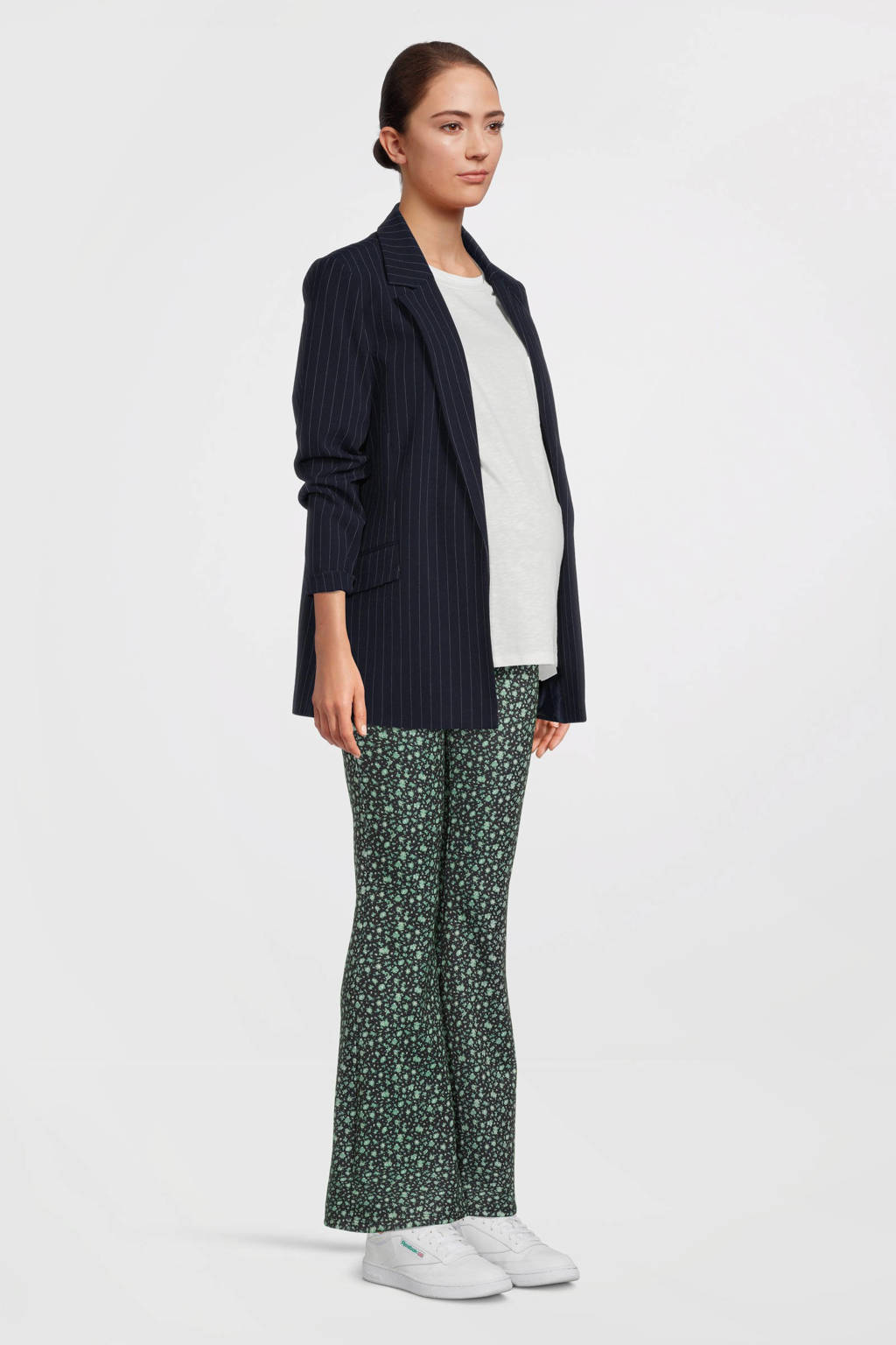 ONLY MATERNITY gebloemde flared broek OLMFEVER zwart/groen
