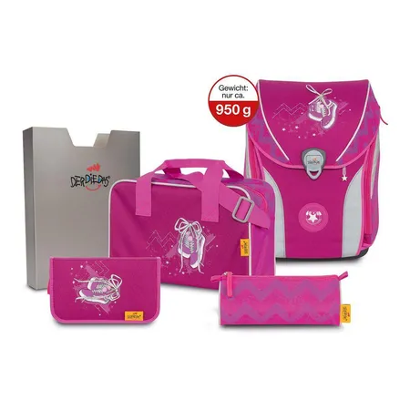 DerDieDas Ergoflex Max Schulranzenset Pink Sneaker, 5-teilig
