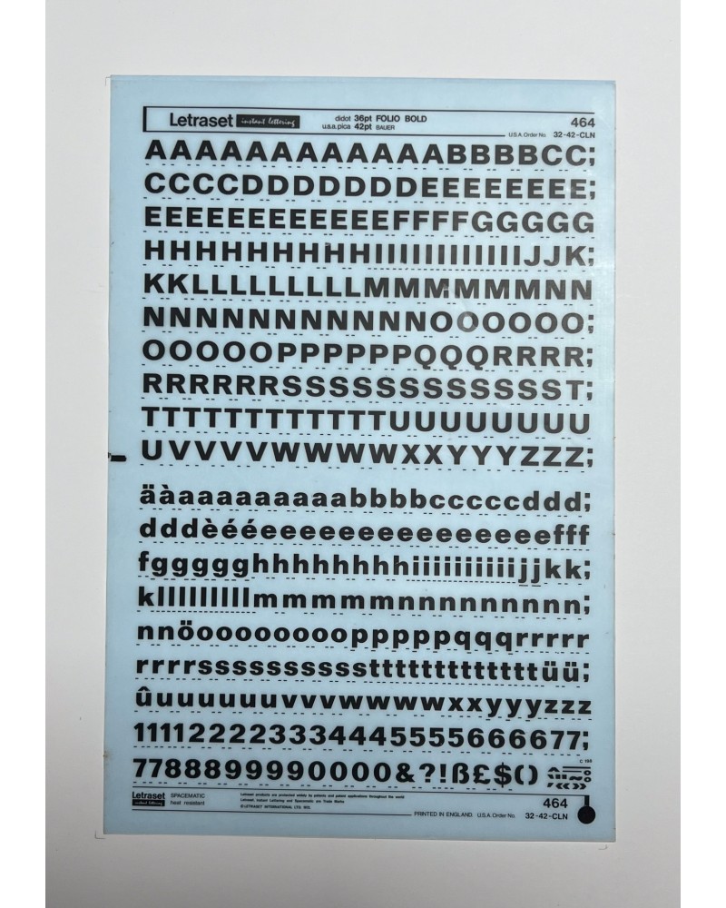 Letraset 464 - FOLIO BOLD - 36/42pt