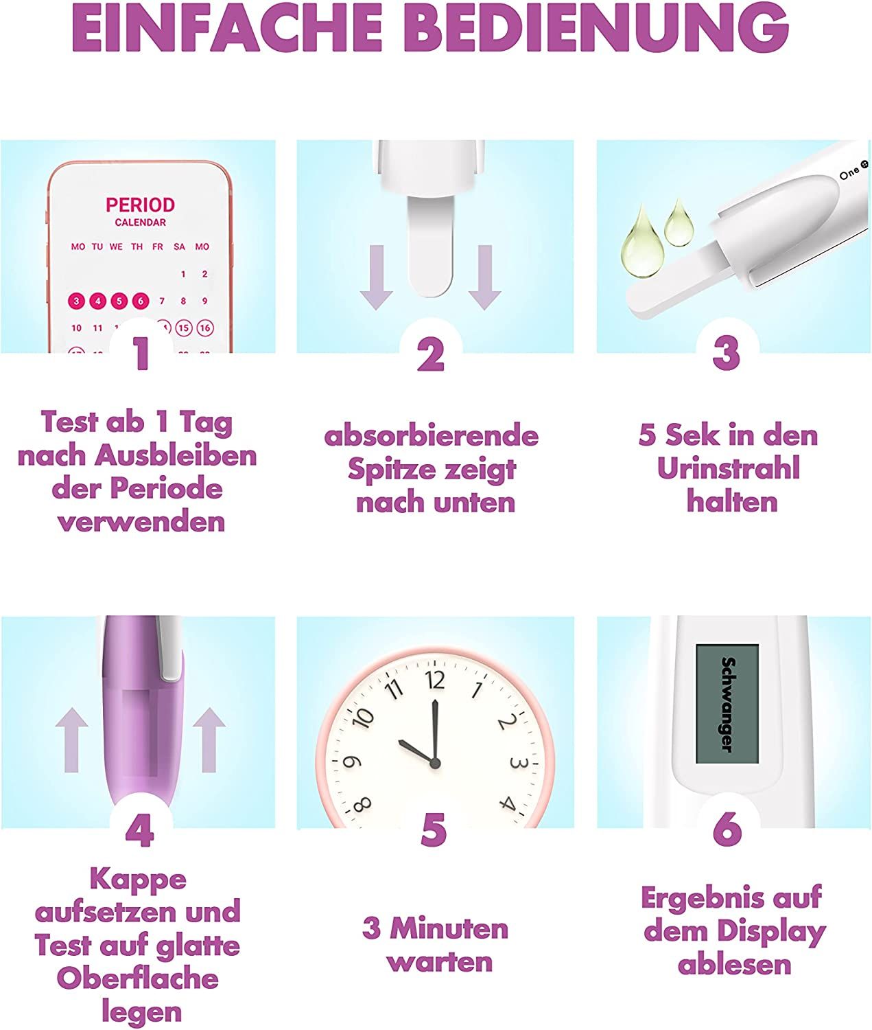 One+Step digitaler Schwangerschaftstest mit klarer Anzeige 