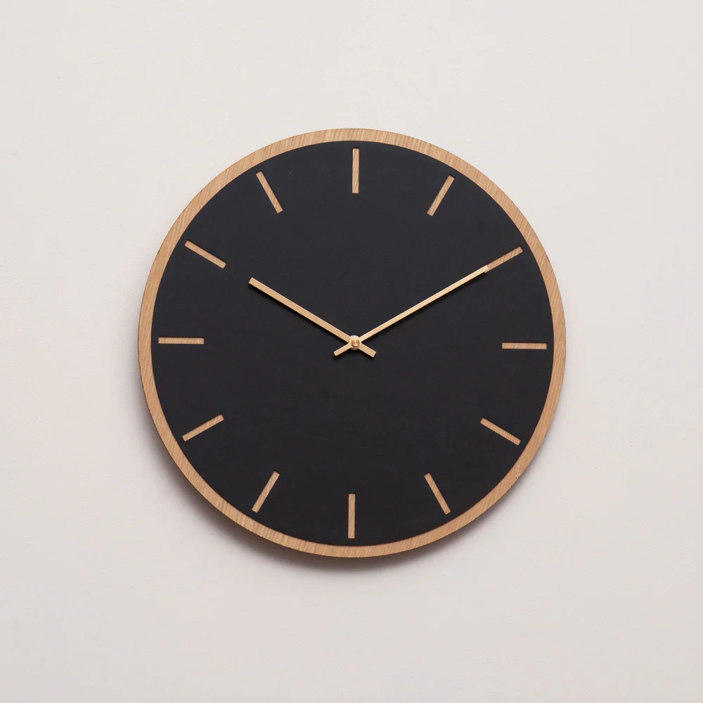 Hemverk  Nero Oak vægur, sort - Ø38 cm.