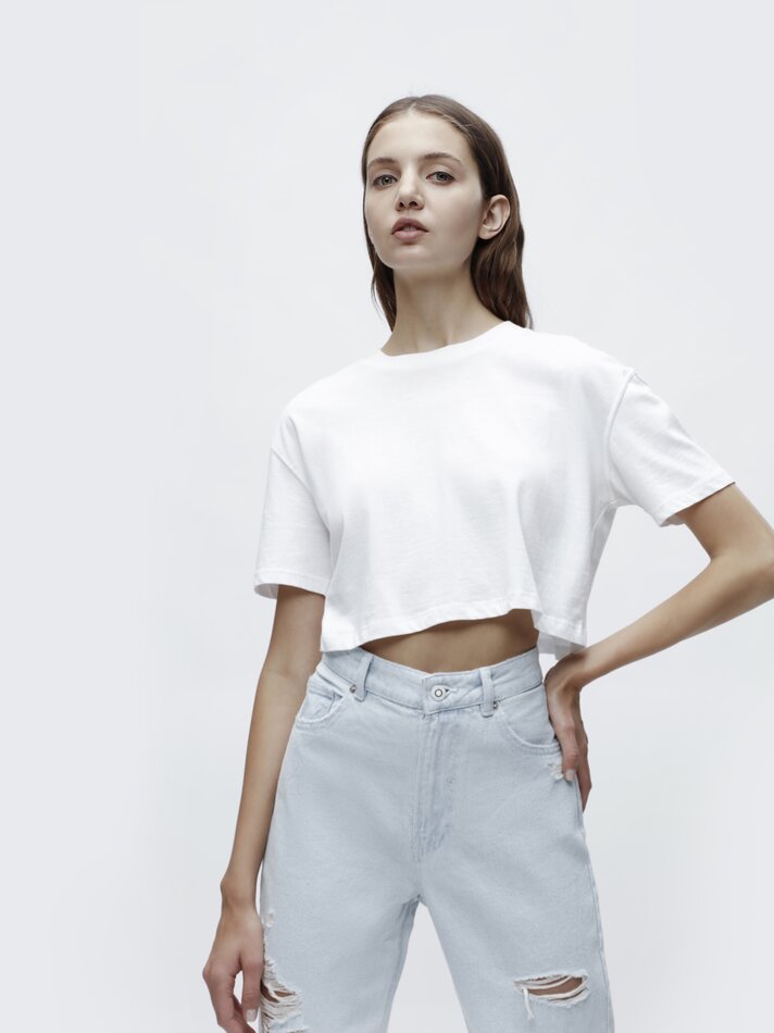 Calça jeans estilo Mom Fit - Azul Claro