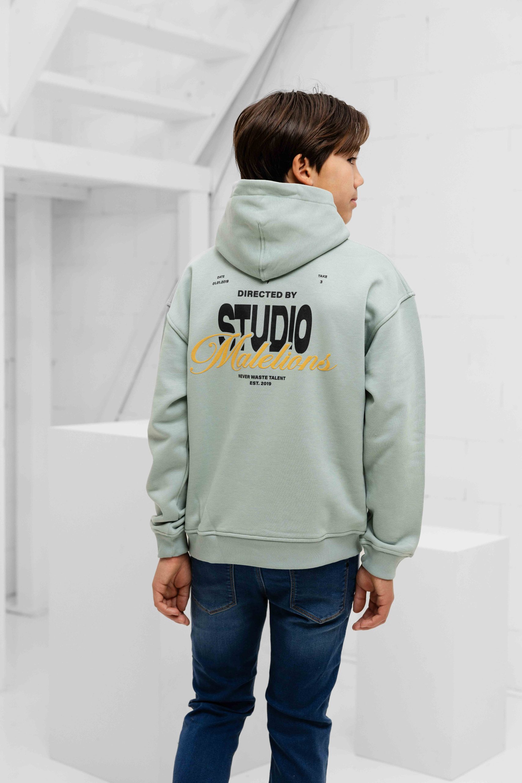 Malelions Studio Hoodie Kids Lichtgroen