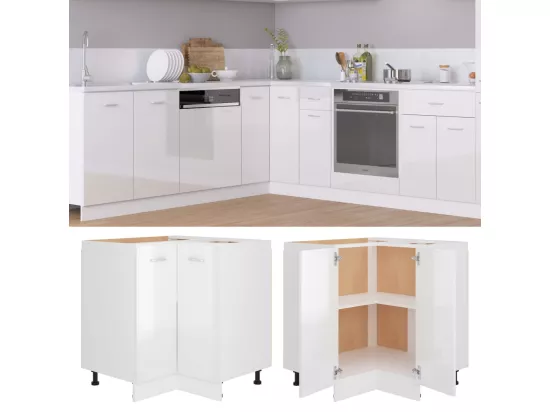 Armoire d'angle Blanc brillant 75,5x75,5x80,5