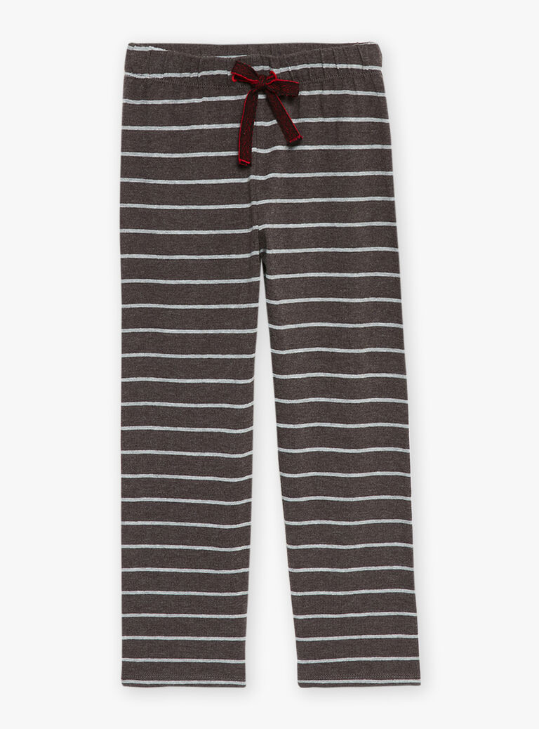 Pyjama gris chiné en molleton gratté et jersey