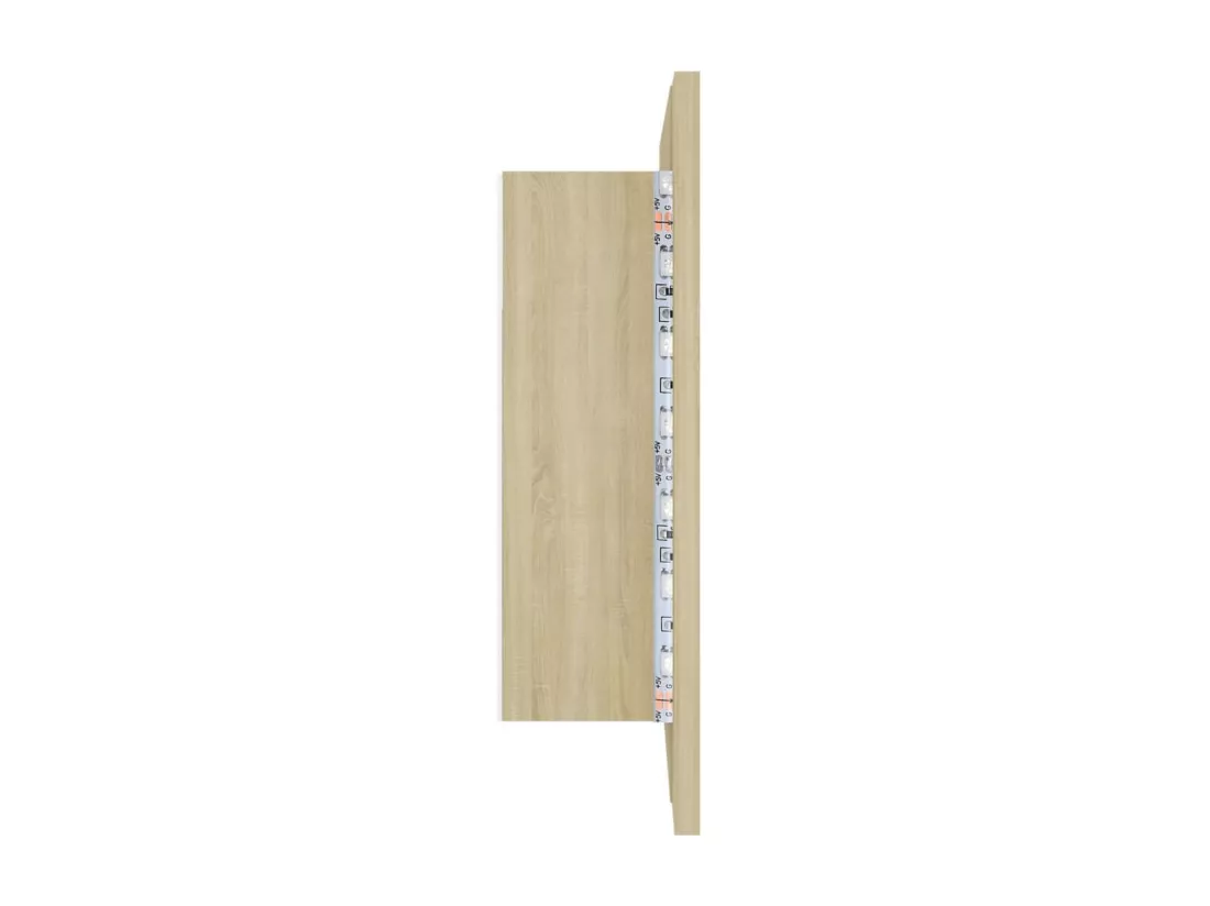 Armoire de salle de bain à miroir à LED Chêne sonoma 60x12x45