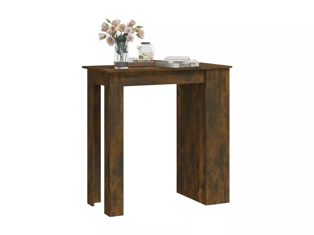 Table de bar et étagère de rangement Chêne fumé 102x50x103,5 cm