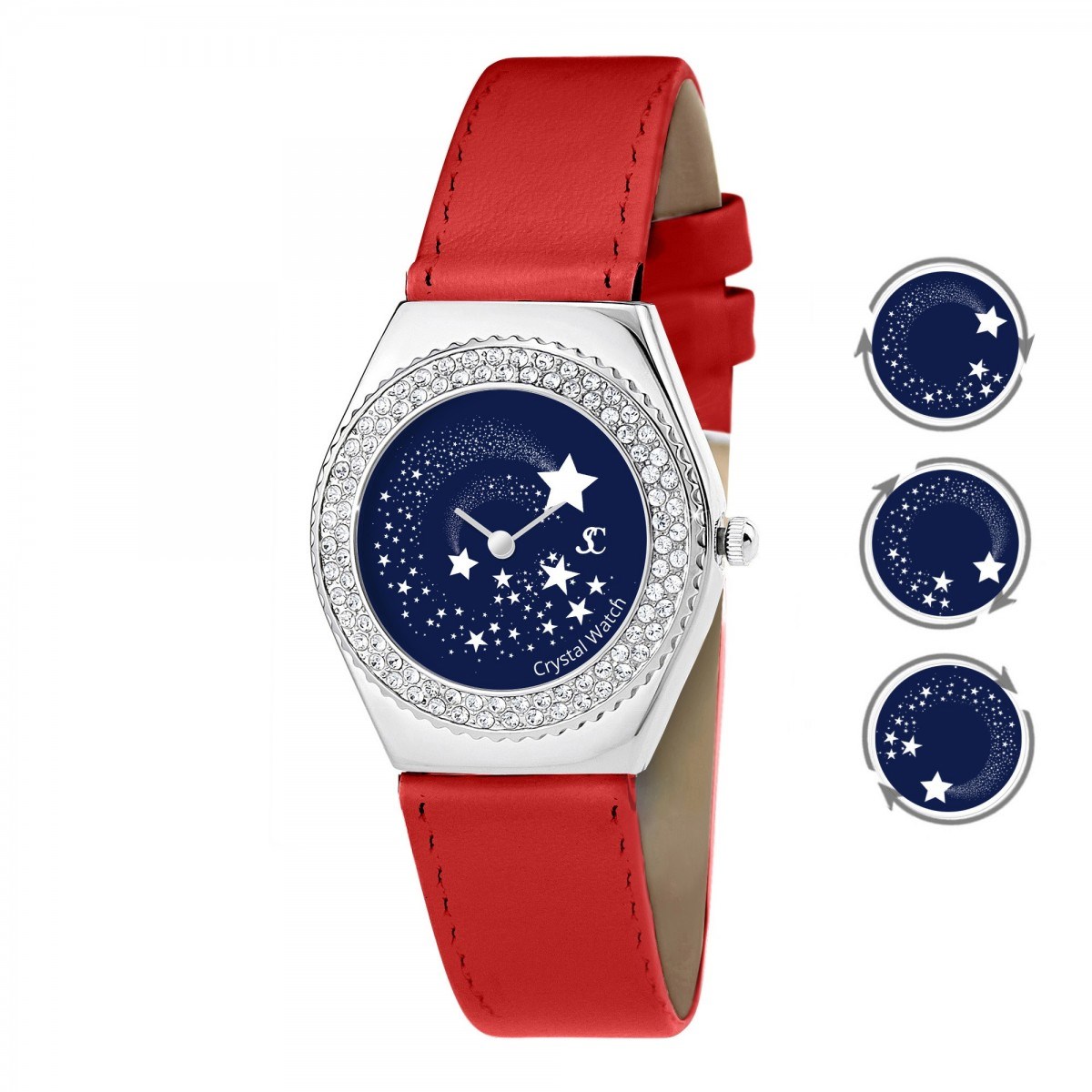 Montre Alysson étoiles à mouvement tournant SC Crystal ornée de Cristaux scintillants