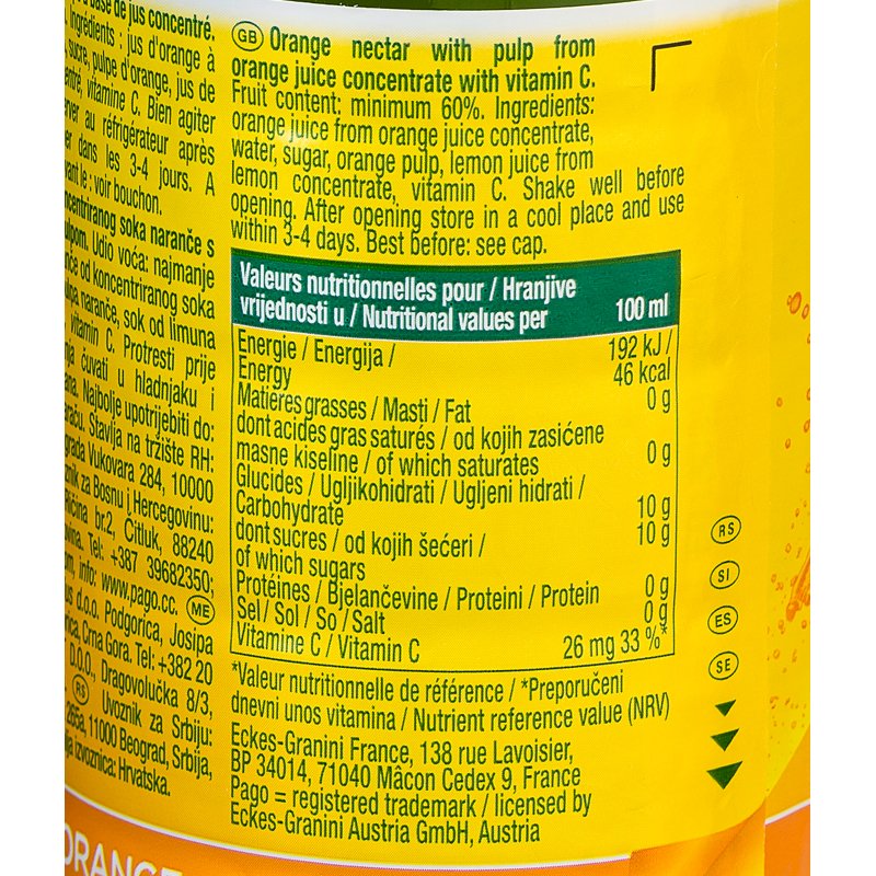 Jus d'orange Pago - 33 cl - 12 bouteilles