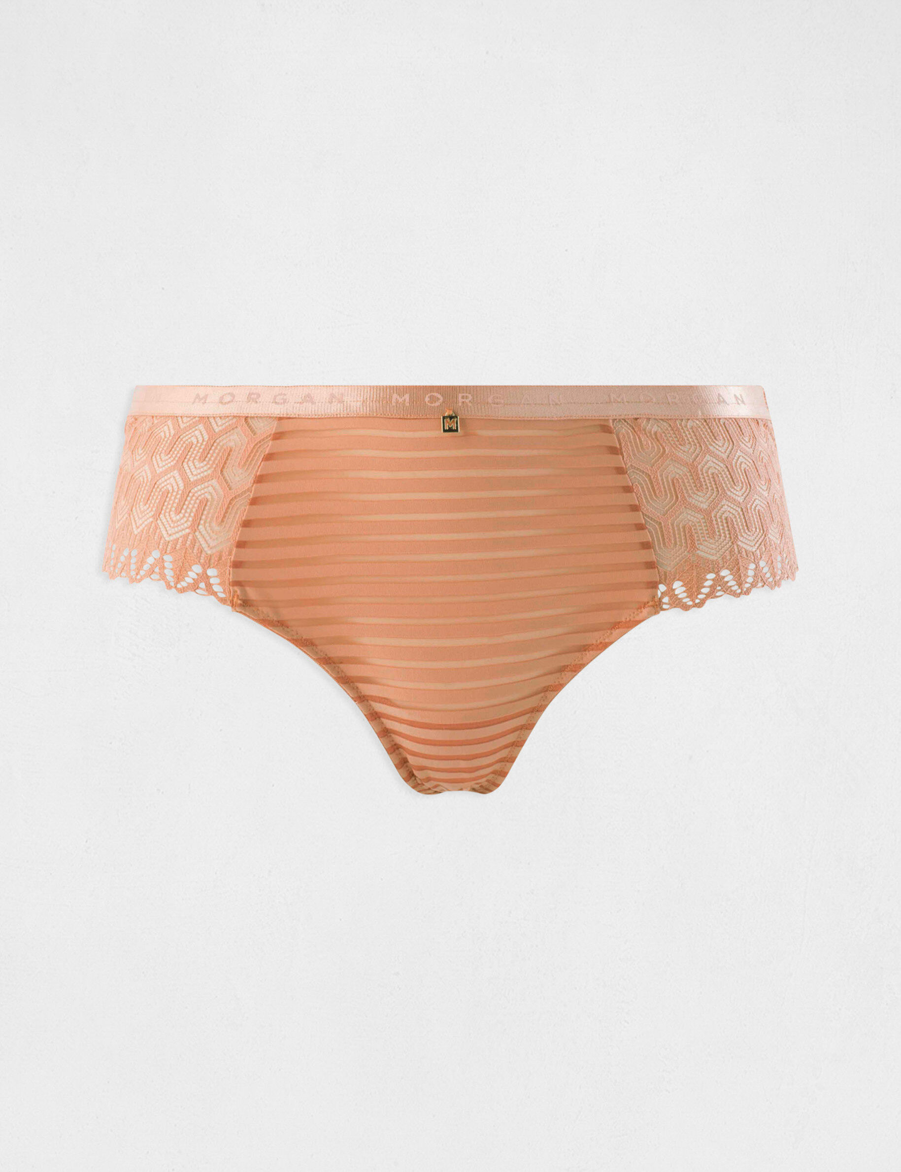 Shorty en dentelle beige femme - beige