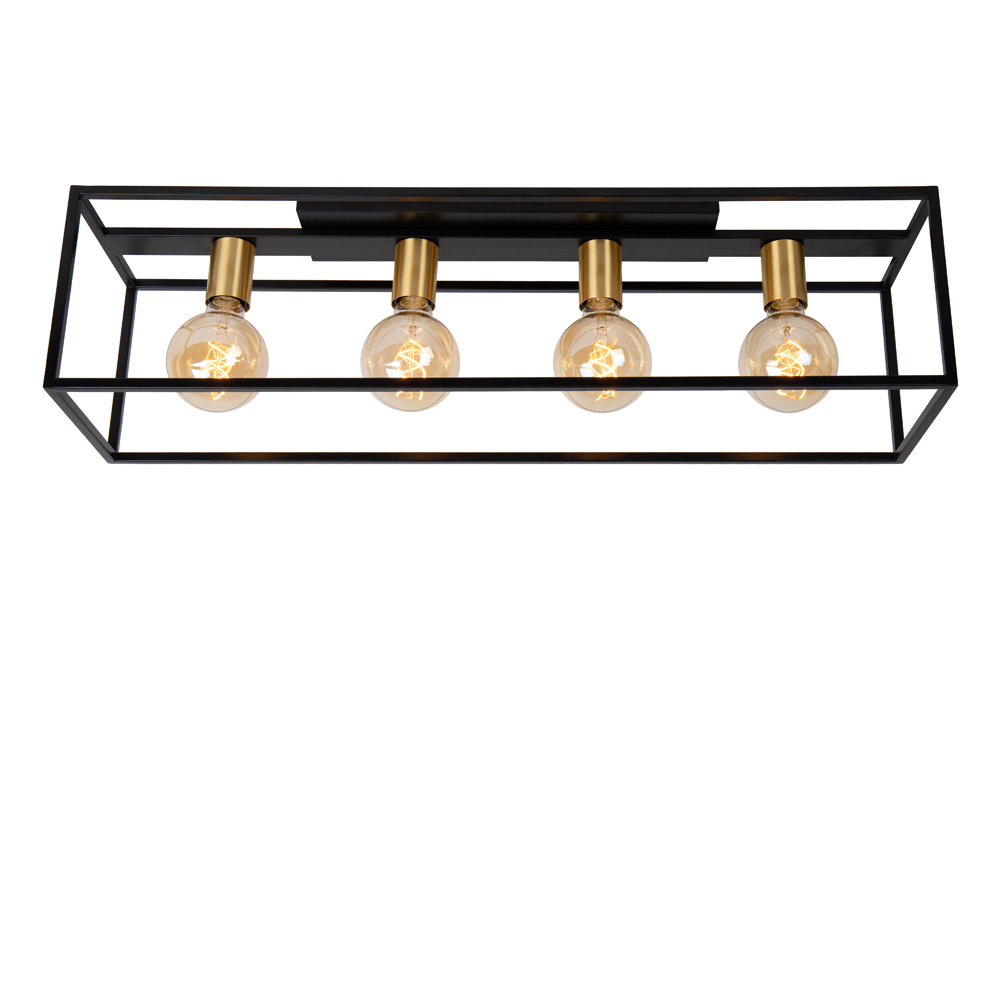 Lucide Ruben plafondlamp 90x20cm E27 zwart mat