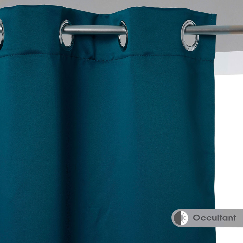 Rideau occultant polyester bleu canard 135x240cm