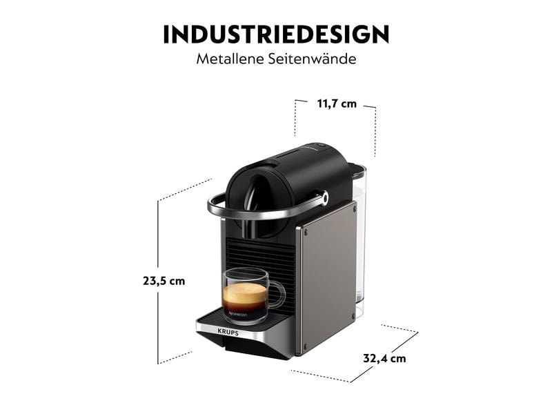 Krups Kaffeemaschine Nespresso Pixie XN306TCH Titan Elegante Kapselmaschine