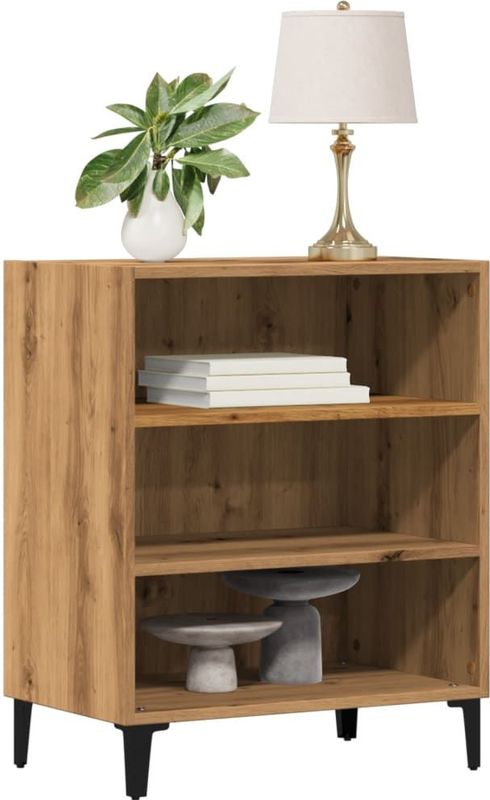vidaXL - Dressoir - Eikenkleurig - Bewerkt Hout - 57x35x75 cm