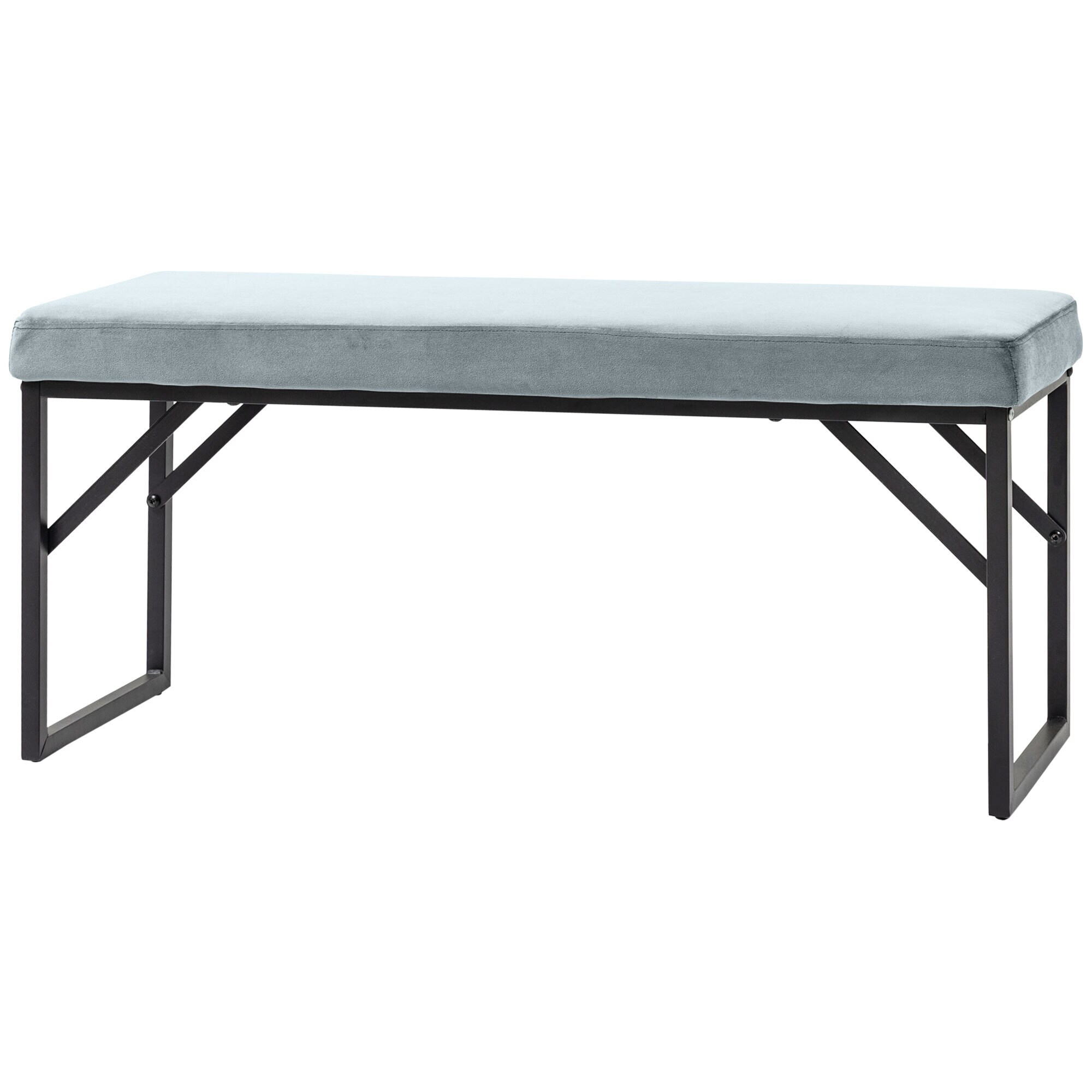HOMCOM Sitzbank mit Samtoptik blau 100L x 35B x 47H cm